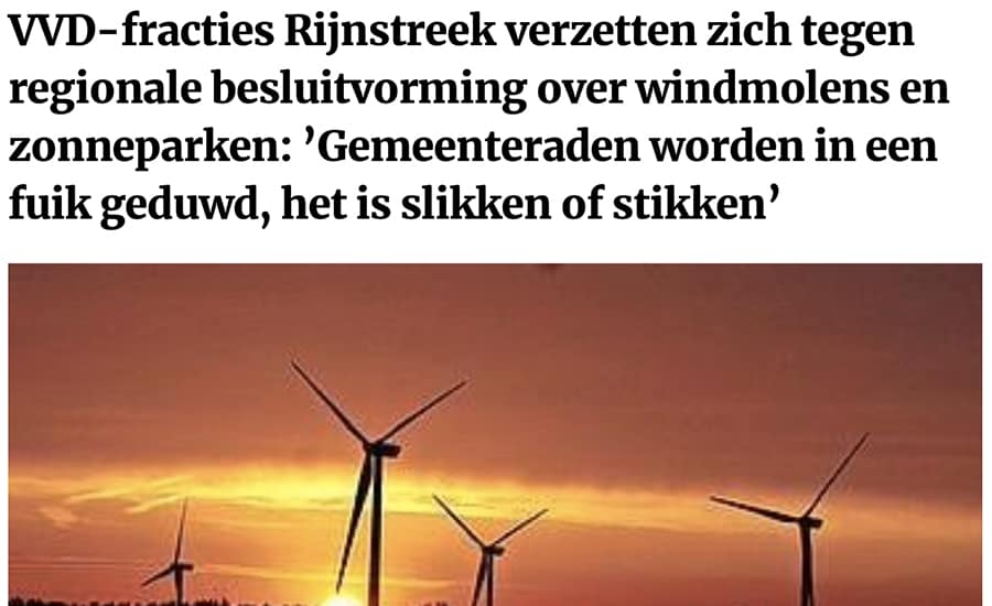 Artikel-Leidsch-Dagblad-VVD-fracties-Rijnstreek-verzetten-zich-tegen-regionale-besluitvorming-over-windmolens-en-zonneparken