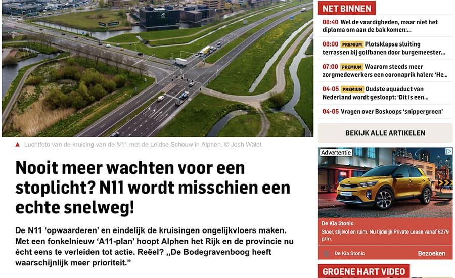 Wordt de N11 bij Hazerswoude-Rijndijk een snelweg